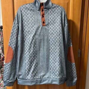 Geometric Patterned Pullover with Leather Details